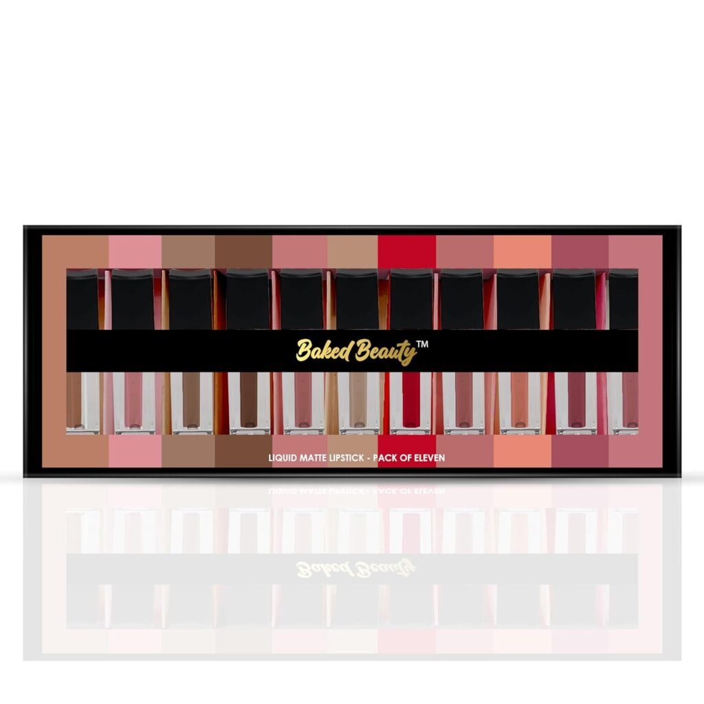 BAKED BEAUTY Mousse Matte Liquid Lipstick Combo Pack of 11 Piece Set | 1.5ml Each | Vitamin E & Shea Butter | Waterproof Transfer-Proof | Non-Drying | All Skin Types | Multicolor Palette