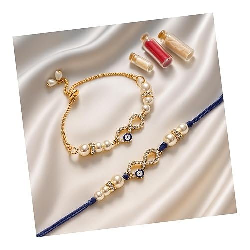 Evil Eye Bhaiya bhabhi rakhi for Brother and Bhabhi Lumba Combo Set | Evil Eye unique Couple rakhi for Bhaiya bhabhi rakhi Combo Set with Roli Chawal Pack, rakhi Bracelet For bhabhi