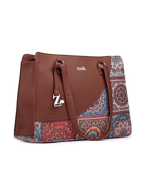 ZOUK Women’s Office Essential Bag | Jute | Vegan Leather Handcrafted Tote Bag With Double Handle Shoulder Strap